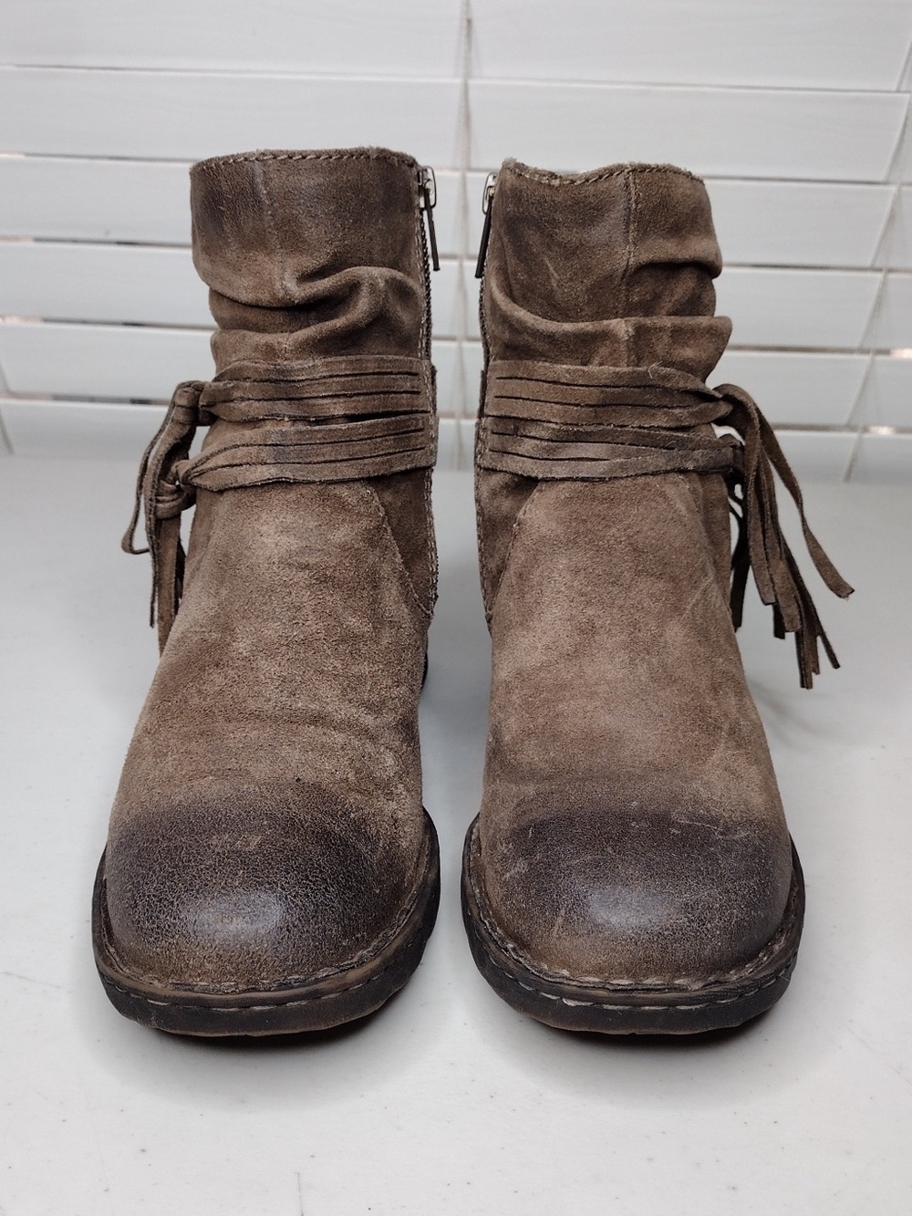 Born Cross Sz 7M Leather Boho Western Ankle Boots - Picture 7 of 13